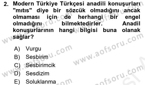 Genel Dilbilim 1 Dersi 2017 - 2018 Yılı 3 Ders Sınav Soruları 2. Soru