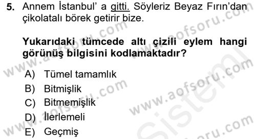 Genel Dilbilim 1 Dersi 2017 - 2018 Yılı 3 Ders Sınav Soruları 5. Soru