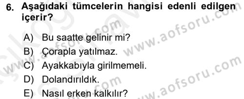Genel Dilbilim 1 Dersi 2017 - 2018 Yılı 3 Ders Sınav Soruları 6. Soru