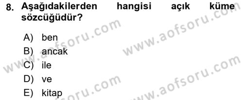 Genel Dilbilim 1 Dersi 2017 - 2018 Yılı 3 Ders Sınav Soruları 8. Soru