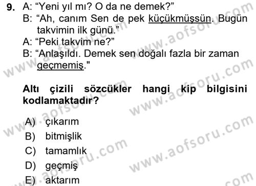 Genel Dilbilim 1 Dersi 2017 - 2018 Yılı 3 Ders Sınav Soruları 9. Soru