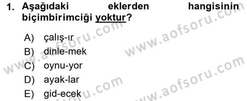Genel Dilbilim 1 Dersi 2017 - 2018 Yılı (Final) Dönem Sonu Sınav Soruları 1. Soru