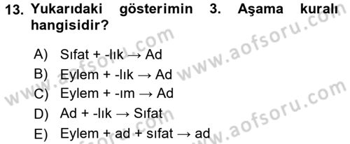 Genel Dilbilim 1 Dersi 2017 - 2018 Yılı (Final) Dönem Sonu Sınav Soruları 13. Soru