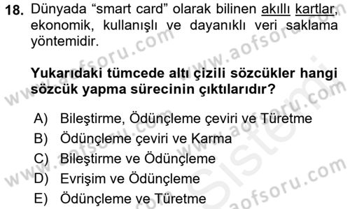 Genel Dilbilim 1 Dersi 2017 - 2018 Yılı (Final) Dönem Sonu Sınav Soruları 18. Soru