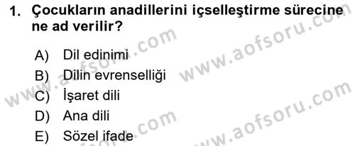 Genel Dilbilim 1 Dersi Ara Sınavı Deneme Sınav Soruları 1. Soru