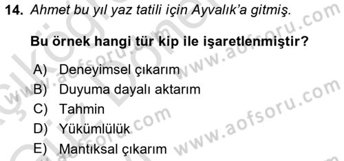 Genel Dilbilim 1 Dersi Ara Sınavı Deneme Sınav Soruları 14. Soru