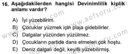 Genel Dilbilim 1 Dersi Ara Sınavı Deneme Sınav Soruları 16. Soru