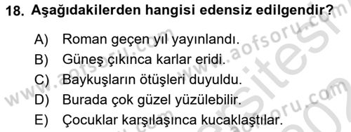 Genel Dilbilim 1 Dersi Ara Sınavı Deneme Sınav Soruları 18. Soru