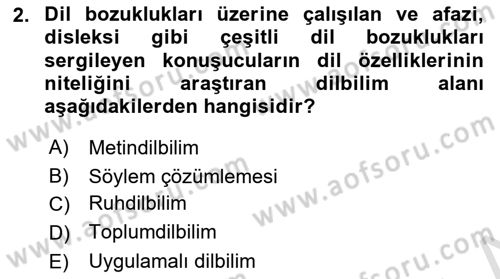 Genel Dilbilim 1 Dersi Ara Sınavı Deneme Sınav Soruları 2. Soru