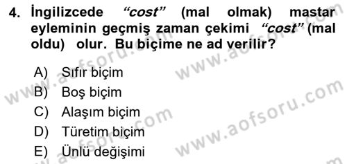 Genel Dilbilim 1 Dersi Ara Sınavı Deneme Sınav Soruları 4. Soru