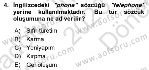 Genel Dilbilim 1 Dersi 2023 - 2024 Yılı (Final) Dönem Sonu Sınav Soruları 4. Soru