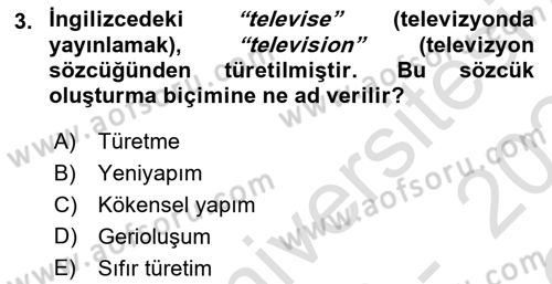 Genel Dilbilim 1 Dersi 2023 - 2024 Yılı Yaz Okulu Sınav Soruları 3. Soru