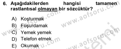 Genel Dilbilim 1 Dersi 2023 - 2024 Yılı Yaz Okulu Sınav Soruları 6. Soru