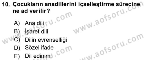Genel Dilbilim 1 Dersi 2024 - 2025 Yılı (Vize) Ara Sınav Soruları 10. Soru