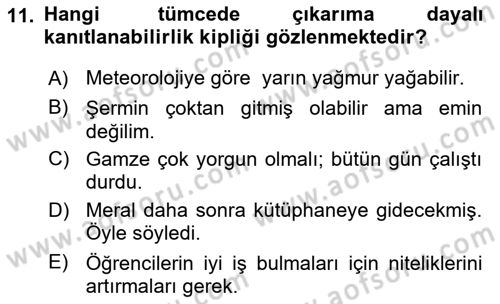 Genel Dilbilim 1 Dersi 2024 - 2025 Yılı (Vize) Ara Sınav Soruları 11. Soru