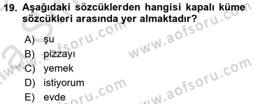 Genel Dilbilim 1 Dersi 2024 - 2025 Yılı (Vize) Ara Sınav Soruları 19. Soru