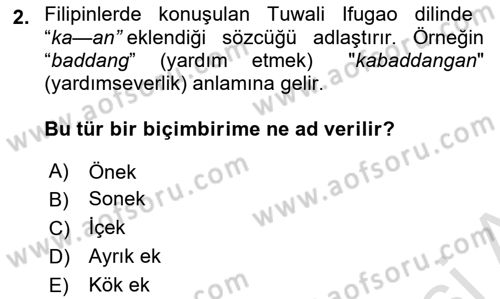 Genel Dilbilim 1 Dersi 2024 - 2025 Yılı (Vize) Ara Sınav Soruları 2. Soru