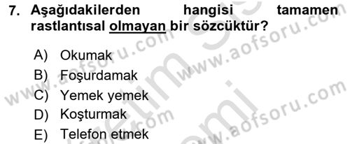 Genel Dilbilim 1 Dersi 2024 - 2025 Yılı (Vize) Ara Sınav Soruları 7. Soru