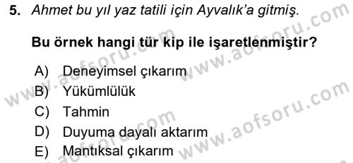Genel Dilbilim 1 Dersi 2024 - 2025 Yılı Yaz Okulu Sınav Soruları 5. Soru