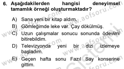Genel Dilbilim 1 Dersi 2024 - 2025 Yılı Yaz Okulu Sınav Soruları 6. Soru