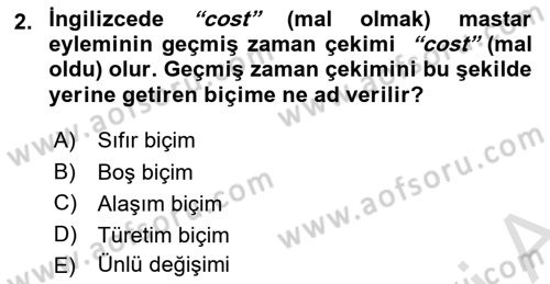 Genel Dilbilim 1 Dersi 2025 - 2026 Yılı (Vize) Ara Sınav Soruları 2. Soru