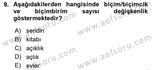 Genel Dilbilim 1 Dersi 2025 - 2026 Yılı (Vize) Ara Sınav Soruları 9. Soru