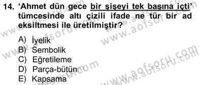 Genel Dilbilim 2 Dersi 2012 - 2013 Yılı (Vize) Ara Sınavı 14. Soru