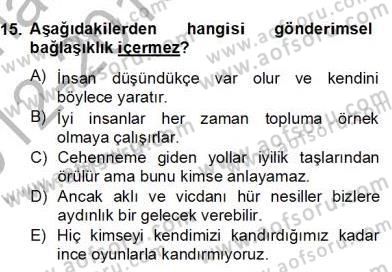 Genel Dilbilim 2 Dersi 2012 - 2013 Yılı (Final) Dönem Sonu Sınav Soruları 15. Soru