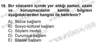 Genel Dilbilim 2 Dersi 2012 - 2013 Yılı (Final) Dönem Sonu Sınav Soruları 19. Soru