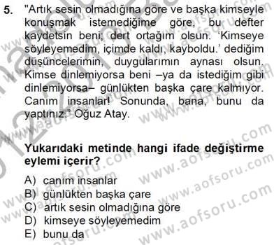 Genel Dilbilim 2 Dersi 2012 - 2013 Yılı (Final) Dönem Sonu Sınav Soruları 5. Soru