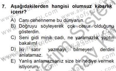 Genel Dilbilim 2 Dersi 2012 - 2013 Yılı (Final) Dönem Sonu Sınav Soruları 7. Soru