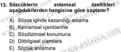 Genel Dilbilim 2 Dersi 2013 - 2014 Yılı (Vize) Ara Sınav Soruları 13. Soru