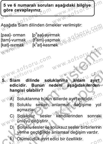 Genel Dilbilim 2 Dersi 2013 - 2014 Yılı (Vize) Ara Sınav Soruları 5. Soru
