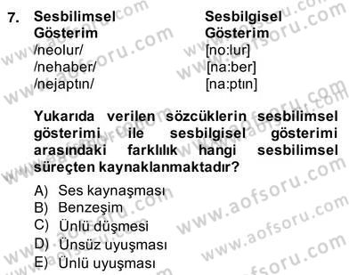 Genel Dilbilim 2 Dersi 2013 - 2014 Yılı (Vize) Ara Sınav Soruları 7. Soru