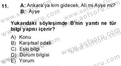 Genel Dilbilim 2 Dersi 2013 - 2014 Yılı (Final) Dönem Sonu Sınav Soruları 11. Soru