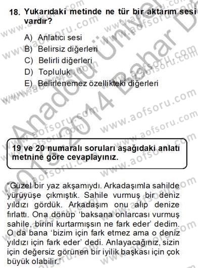 Genel Dilbilim 2 Dersi 2013 - 2014 Yılı (Final) Dönem Sonu Sınav Soruları 18. Soru