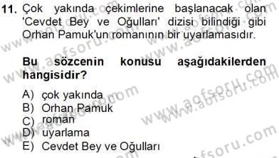 Genel Dilbilim 2 Dersi 2013 - 2014 Yılı Tek Ders Sınav Soruları 11. Soru