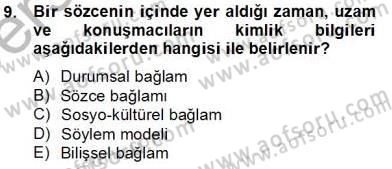 Genel Dilbilim 2 Dersi 2013 - 2014 Yılı Tek Ders Sınav Soruları 9. Soru