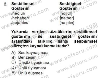 Genel Dilbilim 2 Dersi 2014 - 2015 Yılı (Final) Dönem Sonu Sınav Soruları 2. Soru