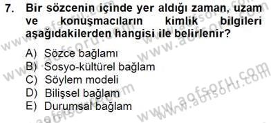 Genel Dilbilim 2 Dersi 2014 - 2015 Yılı (Final) Dönem Sonu Sınav Soruları 7. Soru