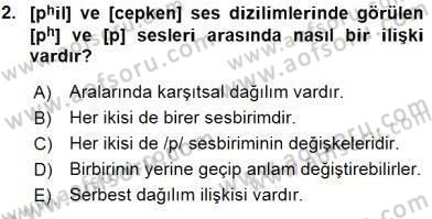 Genel Dilbilim 2 Dersi 2015 - 2016 Yılı (Vize) Ara Sınav Soruları 2. Soru