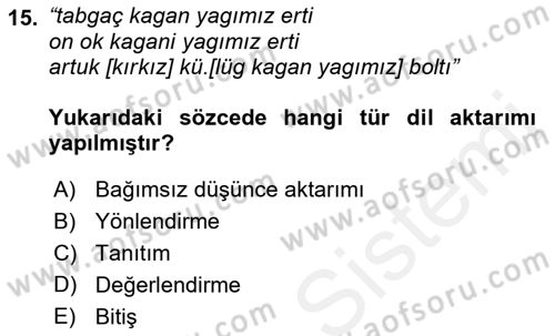 Genel Dilbilim 2 Dersi 2017 - 2018 Yılı 3 Ders Sınav Soruları 15. Soru