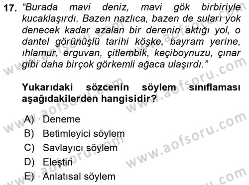 Genel Dilbilim 2 Dersi 2017 - 2018 Yılı 3 Ders Sınav Soruları 17. Soru