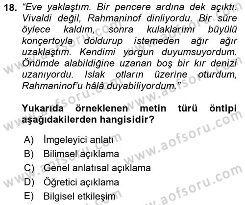 Genel Dilbilim 2 Dersi 2017 - 2018 Yılı 3 Ders Sınav Soruları 18. Soru