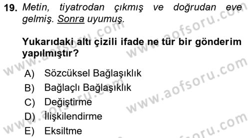 Genel Dilbilim 2 Dersi 2017 - 2018 Yılı 3 Ders Sınav Soruları 19. Soru