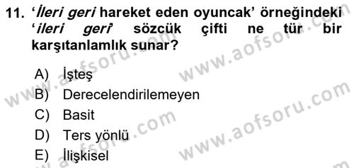 Genel Dilbilim 2 Dersi 2017 - 2018 Yılı (Vize) Ara Sınav Soruları 11. Soru