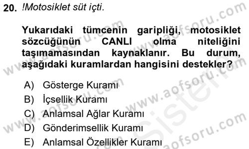 Genel Dilbilim 2 Dersi 2017 - 2018 Yılı (Vize) Ara Sınav Soruları 20. Soru
