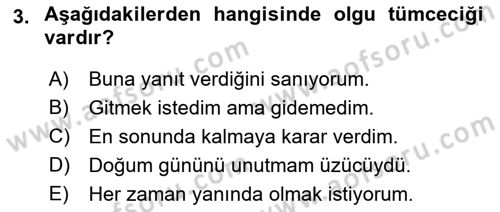 Genel Dilbilim 2 Dersi 2017 - 2018 Yılı (Vize) Ara Sınav Soruları 3. Soru