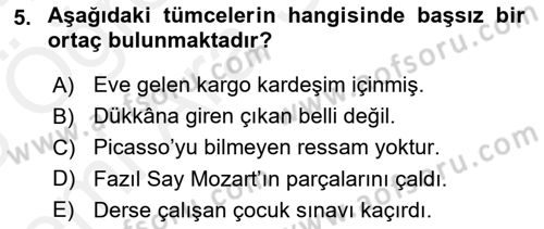 Genel Dilbilim 2 Dersi 2017 - 2018 Yılı (Vize) Ara Sınavı 5. Soru