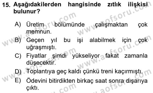 Genel Dilbilim 2 Dersi 2017 - 2018 Yılı (Final) Dönem Sonu Sınav Soruları 15. Soru